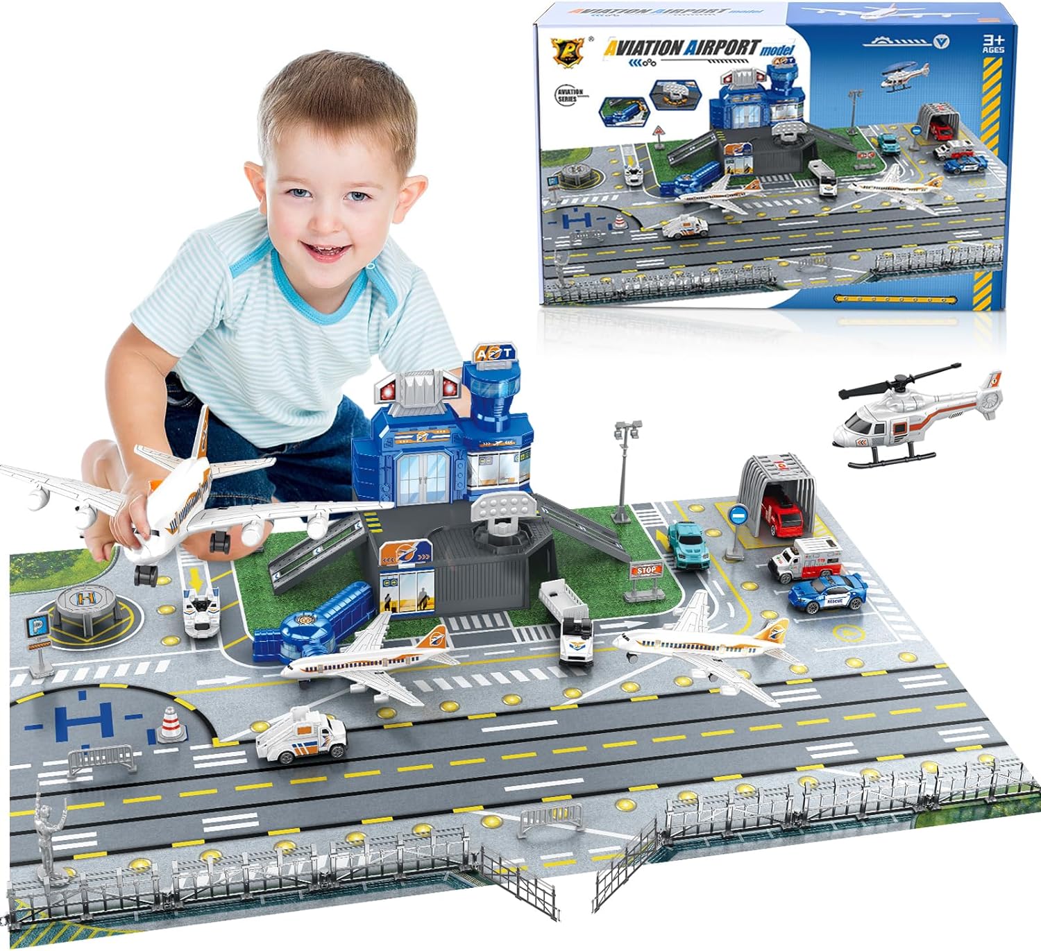 Model Airplane Plastic - Conjunto de brinquedos infantis com cenário