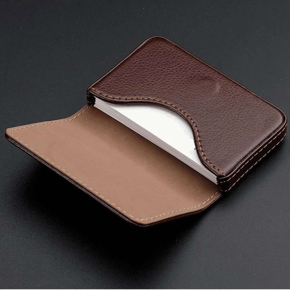 Card Top Loader - Porta-cartões de crédito de couro PU