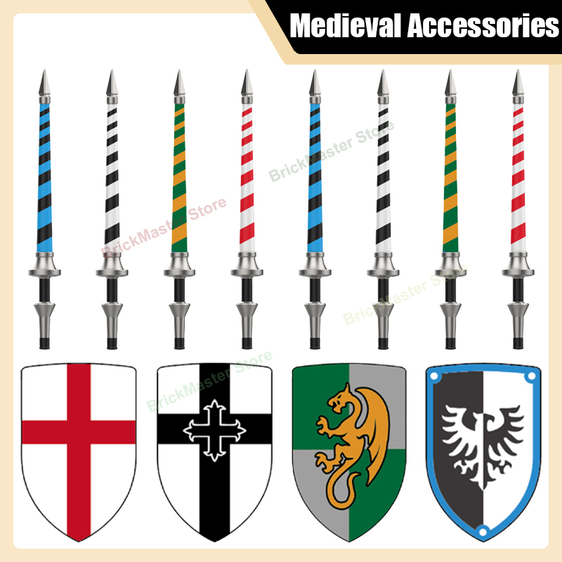 Lego Minifigure Holder - Castelo militar medieval cavaleiro blocos de