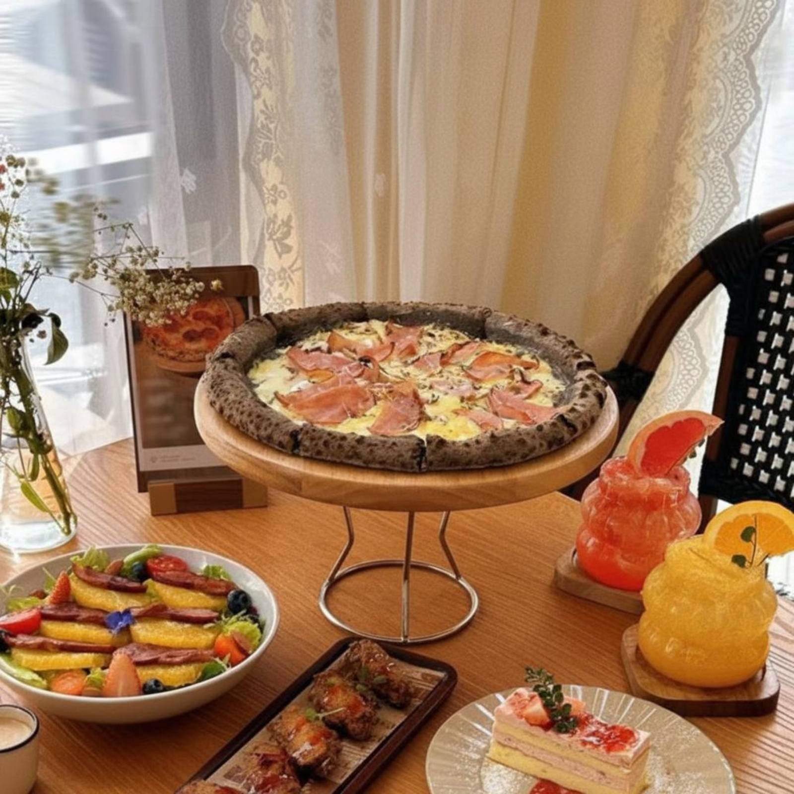 Display Risers Set - Suporte para Pizza com Design Retrô,