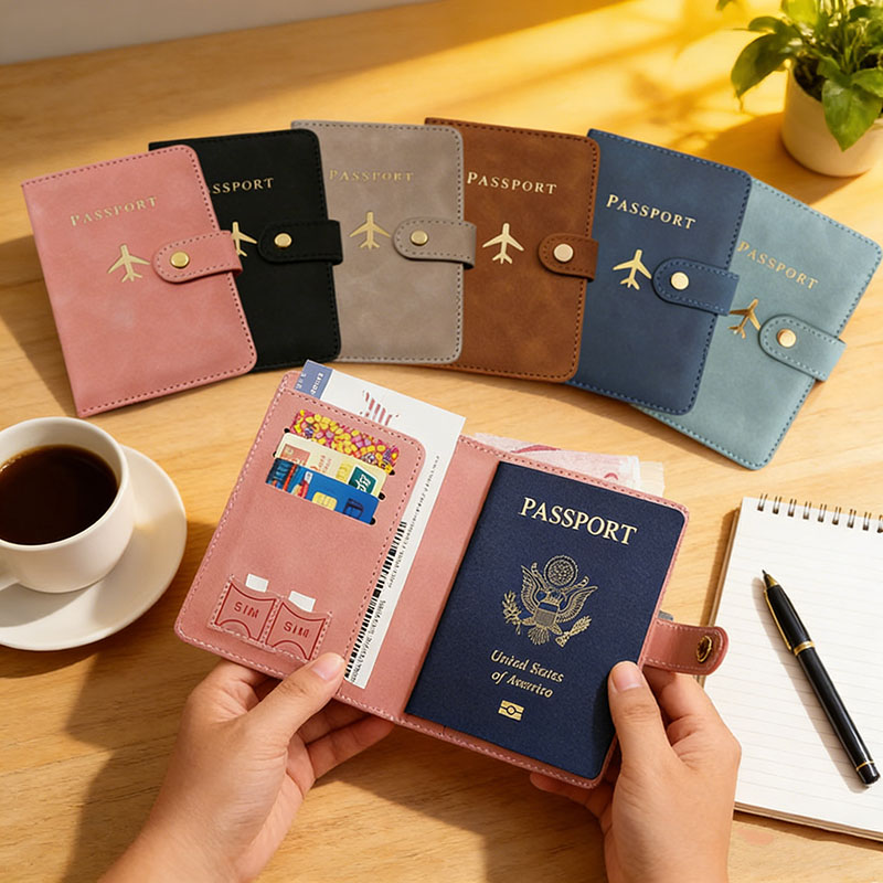 Card Top Loader - Capa de Couro para Passaporte e