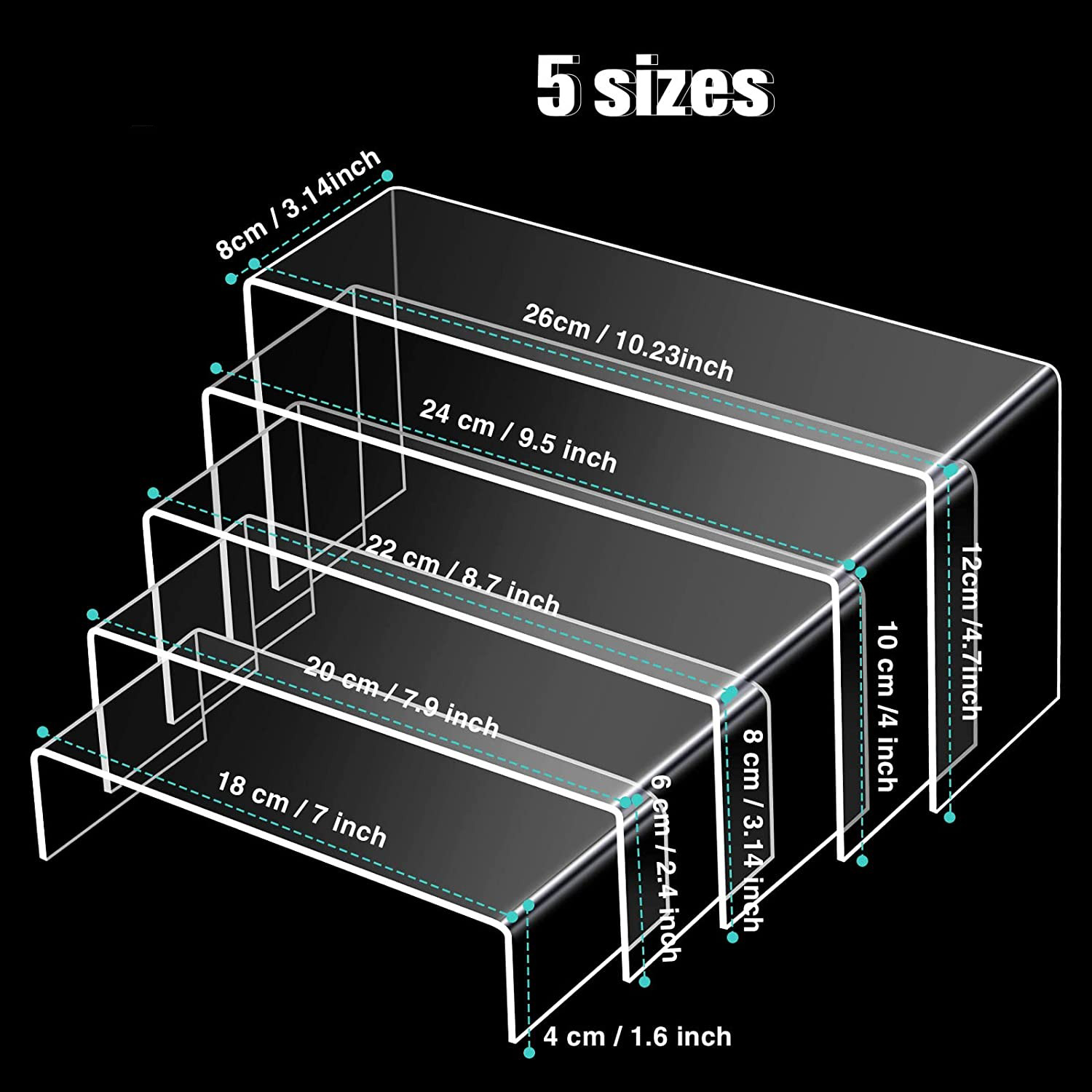 Pop Display Shelf - Expositores Retangulares de Acrílico Transparente, Prateleira
