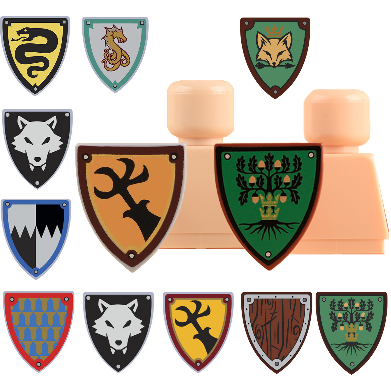 Lego Minifigure Holder - MOC Cavaleiros Medievais Escudos de Lobo