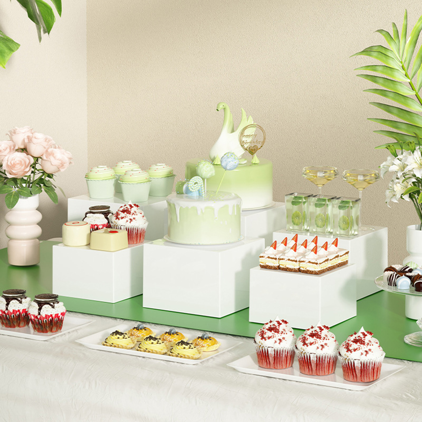 6x acrílico buffet riser sobre - Display Risers Set avaliação e preço