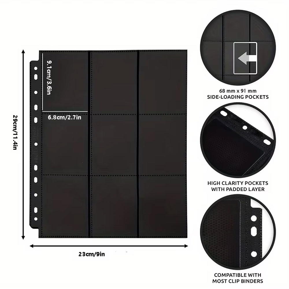 Pacote com 10 páginas pretas p - Trading Card Binder avaliação e preço
