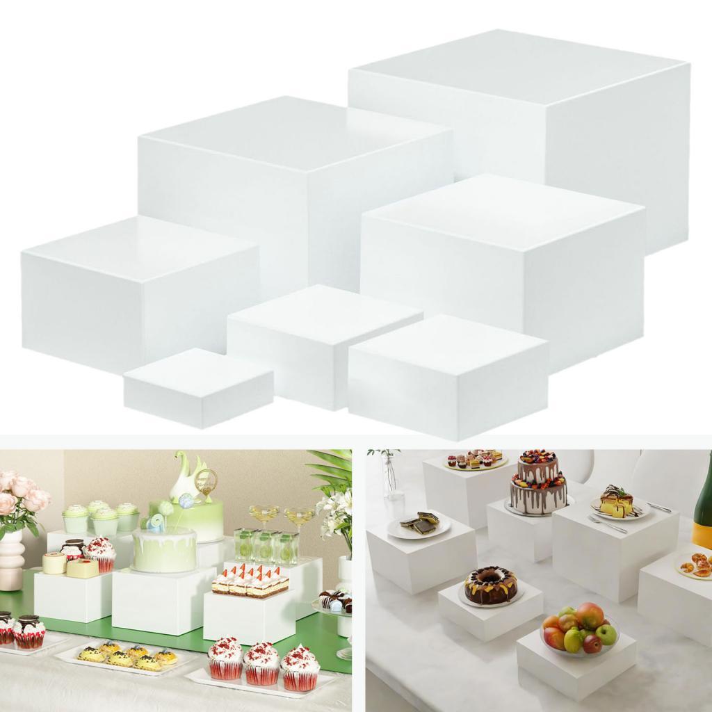 7 peças acrílico cubo caixa de - Display Risers Set avaliação e preço